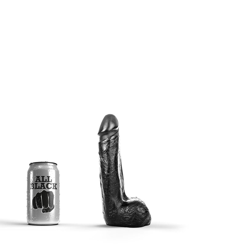 All Black - Dildo Met Balzak - 20 x 4,5 cm - Zwart