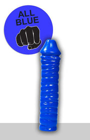 All Blue - Geribbelde Dildo - 38 x 8,5 cm - Blauw