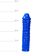 All Blue - Geribbelde Dildo - 38 x 8,5 cm - Blauw