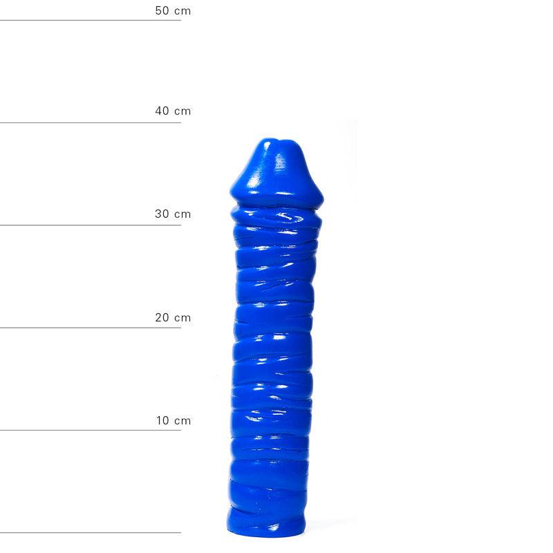 All Blue - Geribbelde Dildo - 38 x 8,5 cm - Blauw