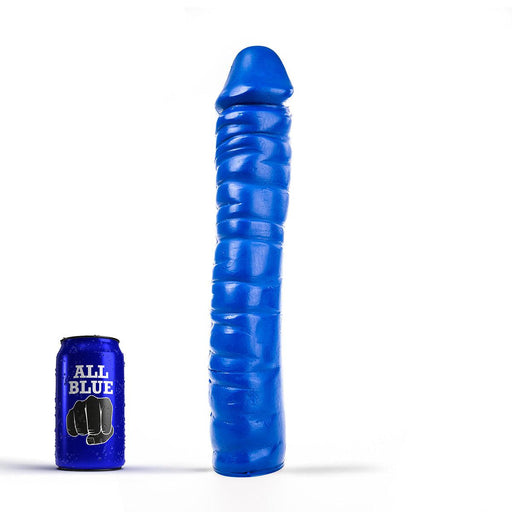 All Blue - Geribbelde Dildo - 38 x 8,5 cm - Blauw