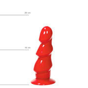 All Red - Anaal Dildo Met 3 Dikke Ribbels - 17 x 5 cm - Rood