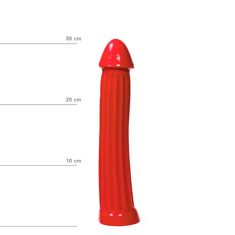 All Red - XXL Dildo Met Ribbels - 31 x 5,5 cm - Rood