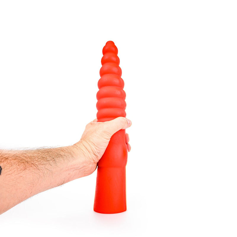 All Red – Geribbelde Anale Dildo – 33 cm – Rood