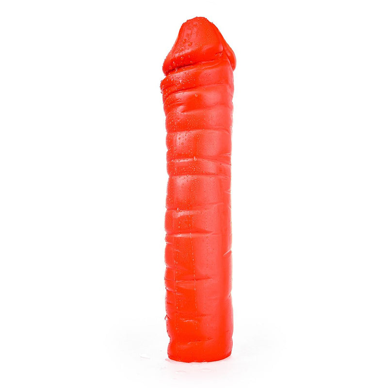 All Red - Geribbelde Dildo - 38 x 8,5 cm - Rood