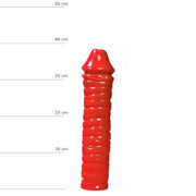 All Red - Geribbelde Dildo - 38 x 8,5 cm - Rood