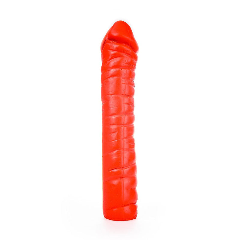 All Red - Geribbelde Dildo - 38 x 8,5 cm - Rood