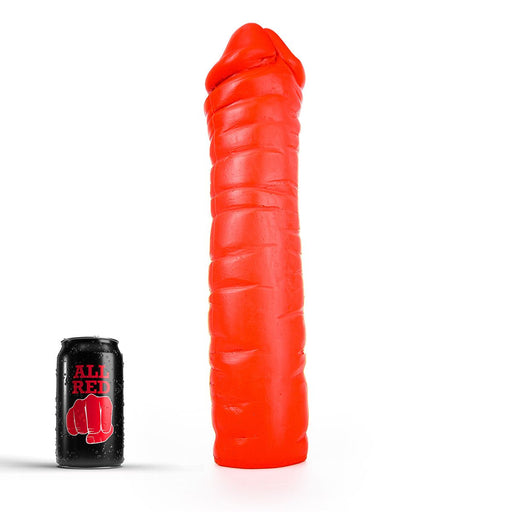All Red - Geribbelde Dildo - 38 x 8,5 cm - Rood