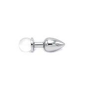 Kiotos - Aluminium Buttplug Met Glinsterende Ronde Siersteen - Transparant