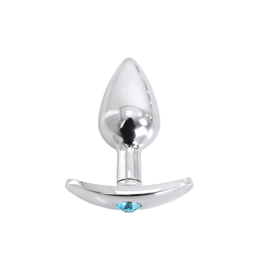 Kiotos - Aluminium buttplug Met Handvat En Sierkristal - Lichtblauw