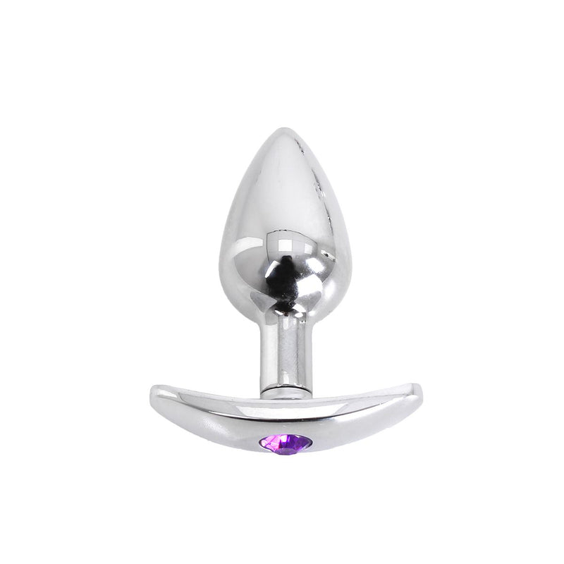 Kiotos - Aluminium buttplug Met Handvat En Sierkristal - Paars