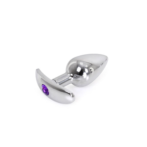 Kiotos - Aluminium buttplug Met Handvat En Sierkristal - Paars