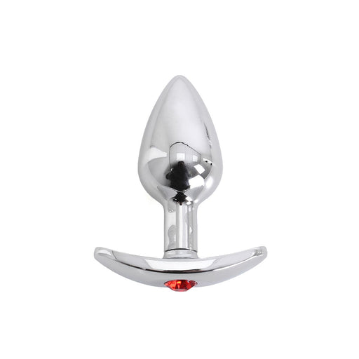 Kiotos - Aluminium buttplug Met Handvat En Sierkristal - Rood