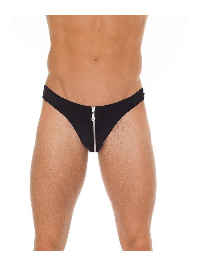 Amorable - Zwarte Heren String - Ritsje Aan Voorkant - One Size