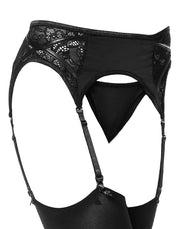 Amorable - Jarretelgordel Met Kant inzetten, Inclusief Kousen En Slip - Zwart - One Size