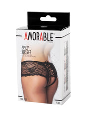 Amorable - Erotische Slip - Kanten Knicker Met Open achterkant - Zwart - One Size