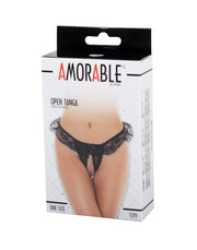 Amorable - Erotische String - Burlesque Tanga Met Open Kruis - Zwart - One Size