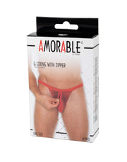 Amorable - Transparante Rode Herenstring Met Rits - One Size