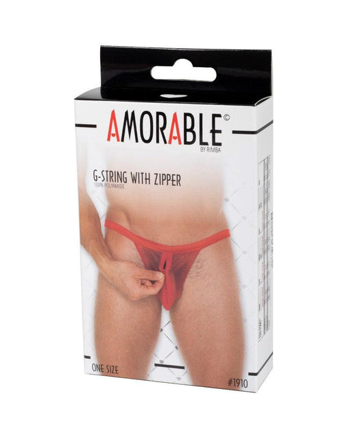 Amorable - Transparante Rode Herenstring Met Rits - One Size