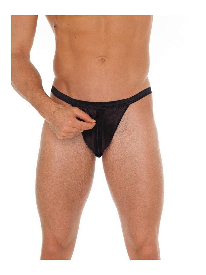 Amorable - Transparante Herenstring met Rits - Zwart - One Size