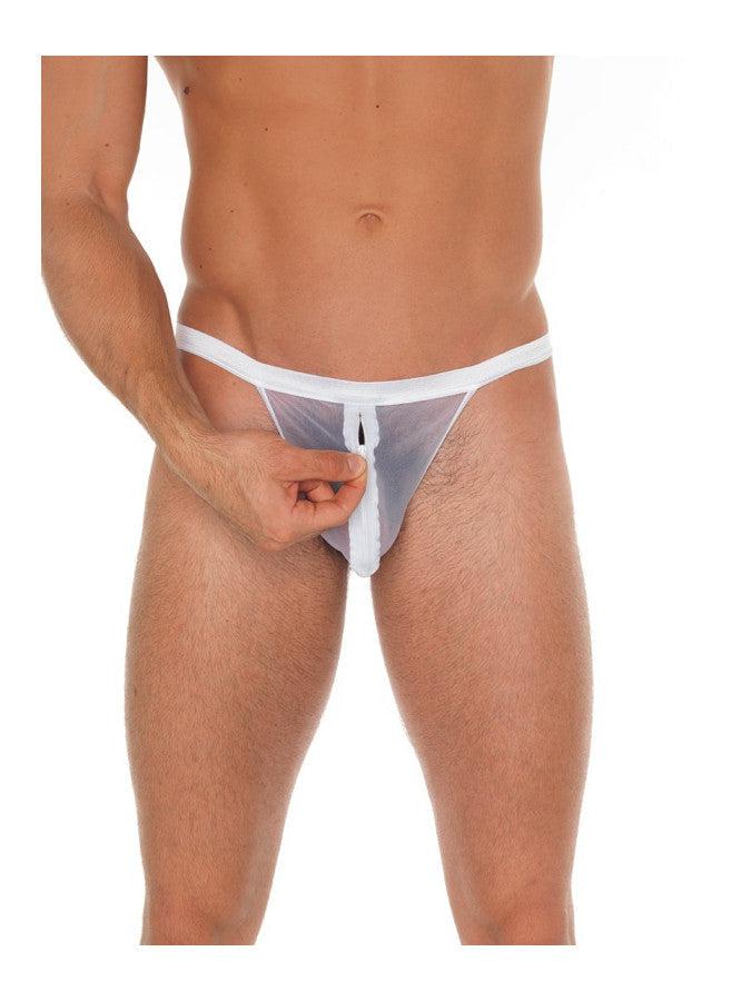 Amorable - Transparante Witte Herenstring Met Rits - One Size