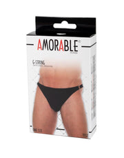 Amorable - Zwarte Herenstring Met Gespjes aan Zijkant - Zwart