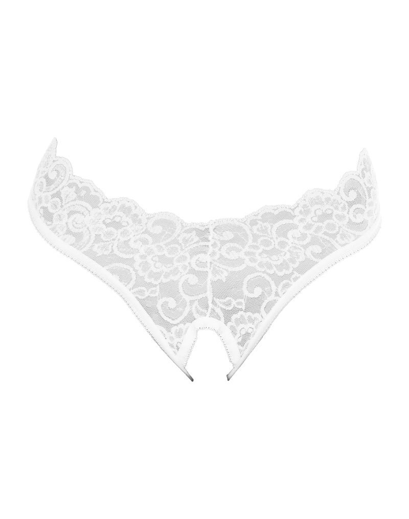 Amorable - Kanten Slipje Met Open Kruis - Wit - One Size
