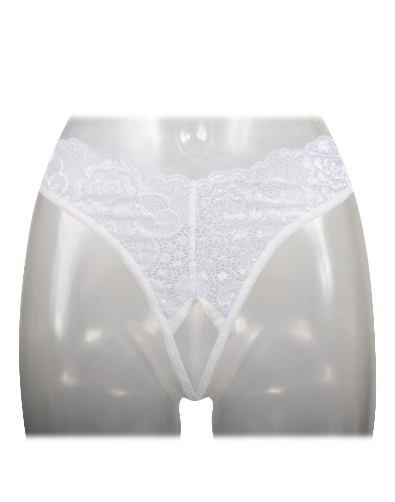 Amorable - Kanten Slipje Met Open Kruis - Wit - One Size