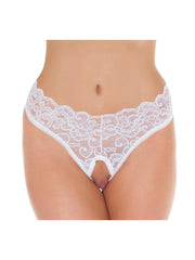 Amorable - Kanten Slipje Met Open Kruis - Wit - One Size