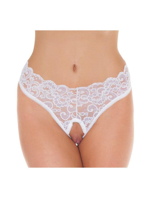Amorable - Kanten Slipje Met Open Kruis - Wit - One Size