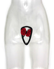 Amorable - Strapless Mini String Met Rood Strikje - Rood/Zwart - One Size