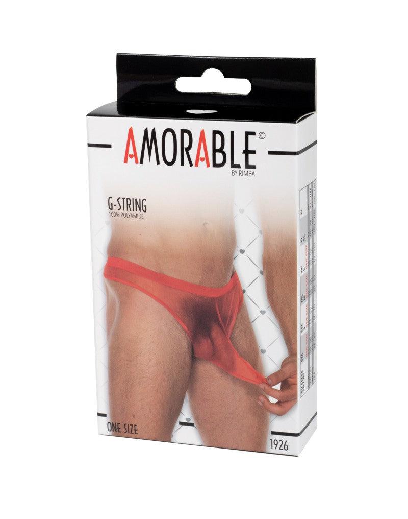 Amorable - Transparante Herenstring Met Penis Slurf - Rood - One Size
