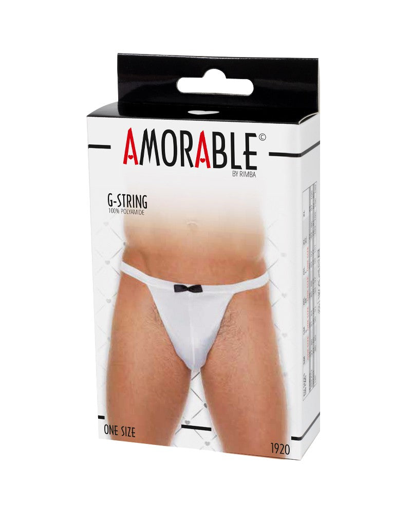 Amorable - Witte Herenstring met Zwart Vlinderstrikje - Butler Look - One Size
