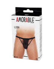 Amorable - Herenstring - Opengewerkte Details Voor - One Size - Zwart