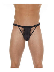 Amorable - Herenstring - Opengewerkte Details Voor - One Size - Zwart