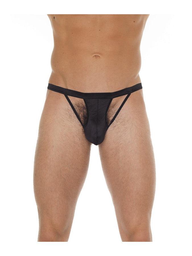 Amorable - Herenstring - Opengewerkte Details Voor - One Size - Zwart