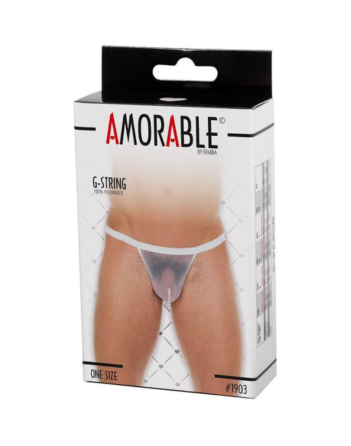 Amorable - Transparante Witte String Voor Heren - One Size - Doorzichtig