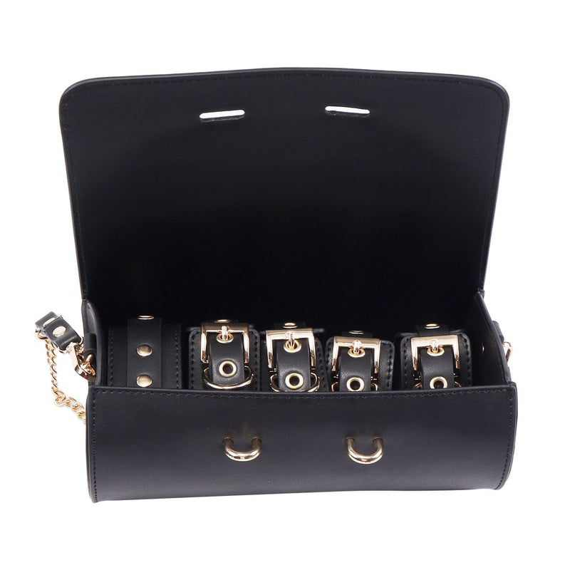 Kiotos - BDSM Fancy 5 Item Kit - Luxe Draagtas met 5 Verschillende BDSM Artikelen - PU Leer (Vegan) - Verkrijgbaar in Rood, Roze en Zwart