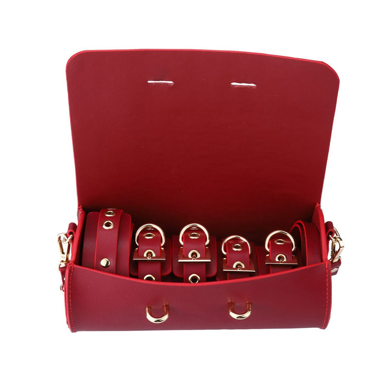 Kiotos - BDSM Fancy 5 Item Kit - Luxe Draagtas met 5 Verschillende BDSM Artikelen - PU Leer (Vegan) - Verkrijgbaar in Rood, Roze en Zwart