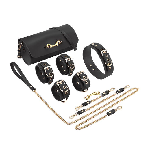 Kiotos - BDSM Fancy 5 Item Kit - Luxe Draagtas met 5 Verschillende BDSM Artikelen - PU Leer (Vegan) - Verkrijgbaar in Rood, Roze en Zwart
