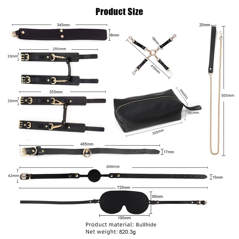 Kiotos - BDSM Fancy 9 Item Kit - Luxe Draagtas met 9 Verschillende BDSM Artikelen - Zwart