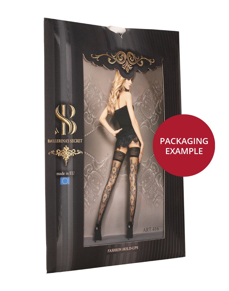 Ballerina Fantasy Hold-up Kousen Elegant Baroque - 50/20 Denier - Zwart-Erotiekvoordeel.nl