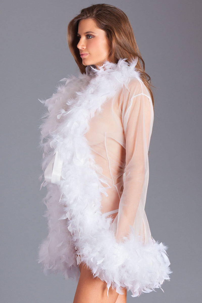 Be Wicked - Lux - Robe met Veren - Wit - One Size