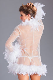 Be Wicked - Lux - Robe met Veren - Wit - One Size