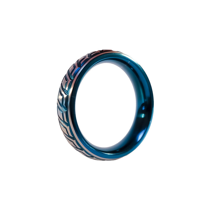 Black Label - Blue Wave Cockring - RVS - Blauw/Zilver