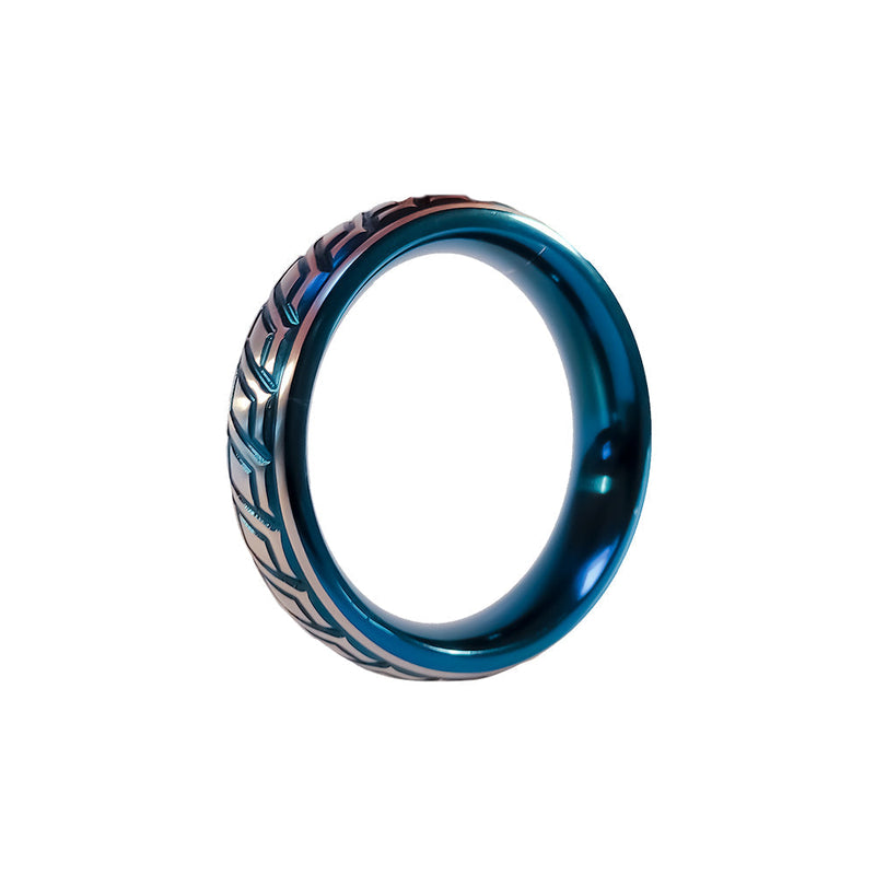 Black Label - Blue Wave Cockring - RVS - Blauw/Zilver