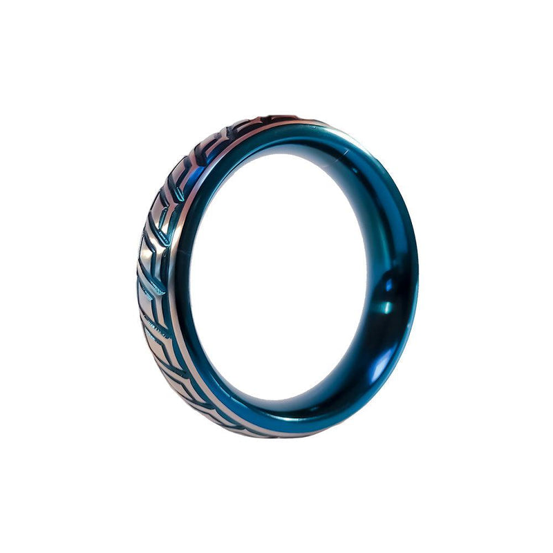 Black Label - Blue Wave Cockring - RVS - Blauw/Zilver