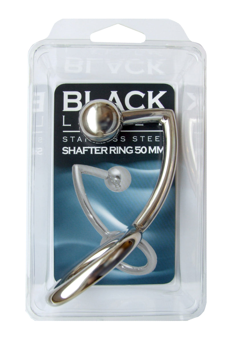 Black Label - Cockring met Opschroefbare Anaalkogel - RVS - Diameter ring 50 mm - Diameter kogel 30 mm