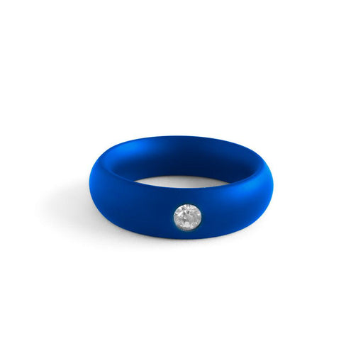 Black Label - Donut Cockring met Sierkristal - Mat blauw