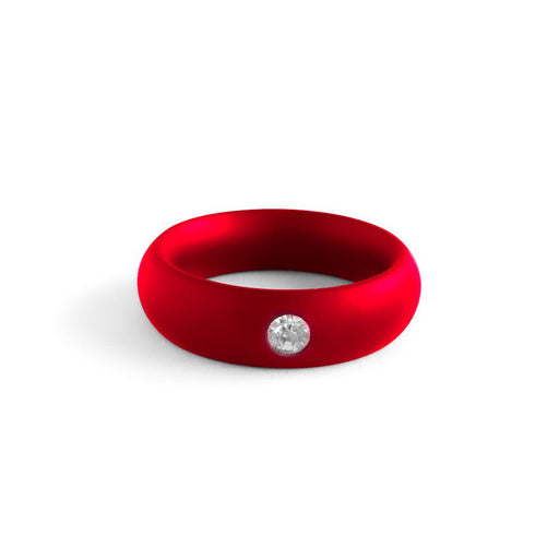 Black Label - Donut Cockring met Sierkristal - Mat rood